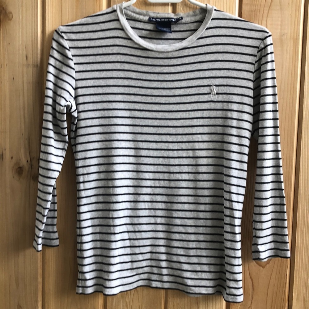 6/$30  (BUNDLE) RALPH LAUREN SPORT CREWNECK STRIPED TOP SIZE S IN GUC